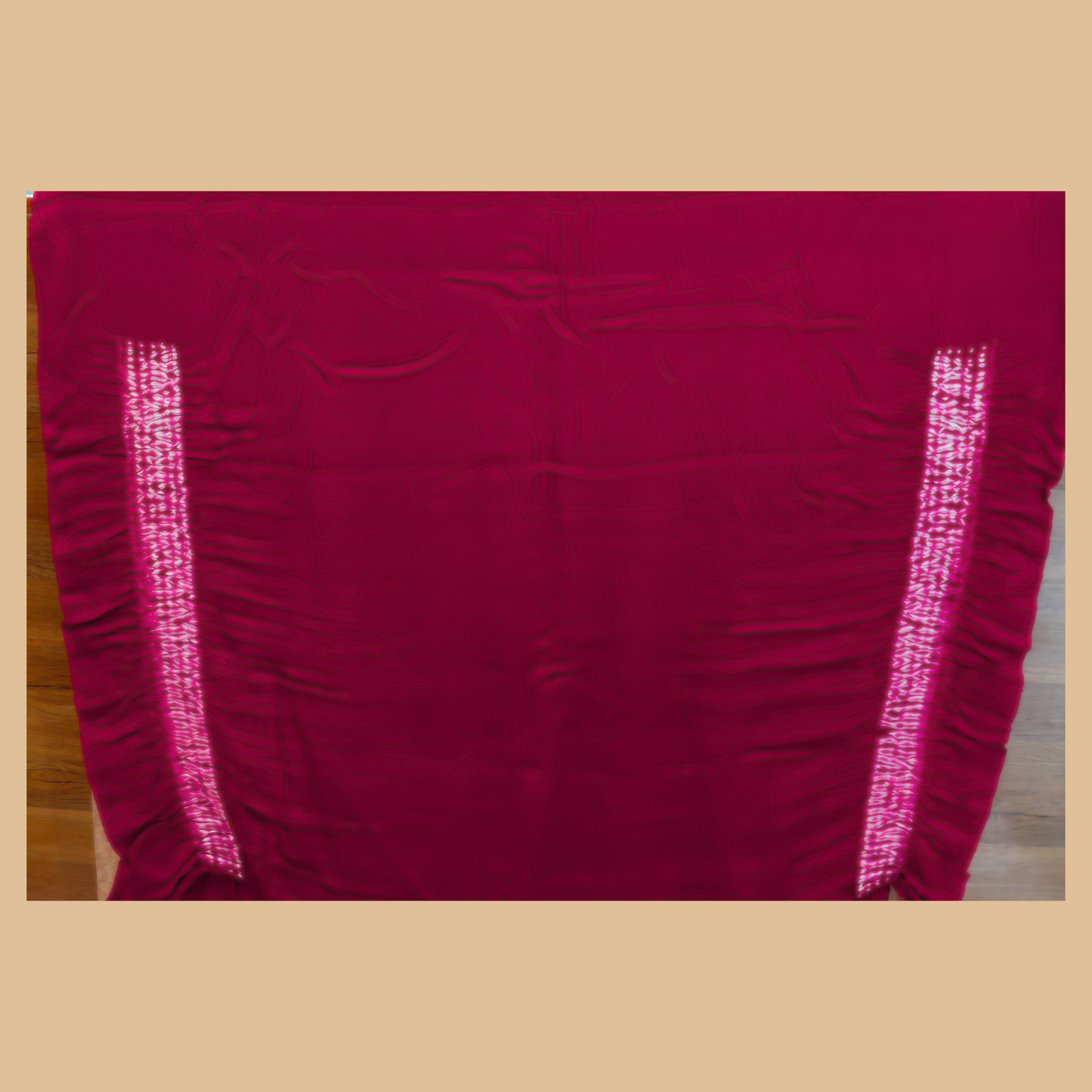 PURE MODAL SILK RED AND WHITE DYED SHIBORI DESIGN SAREE