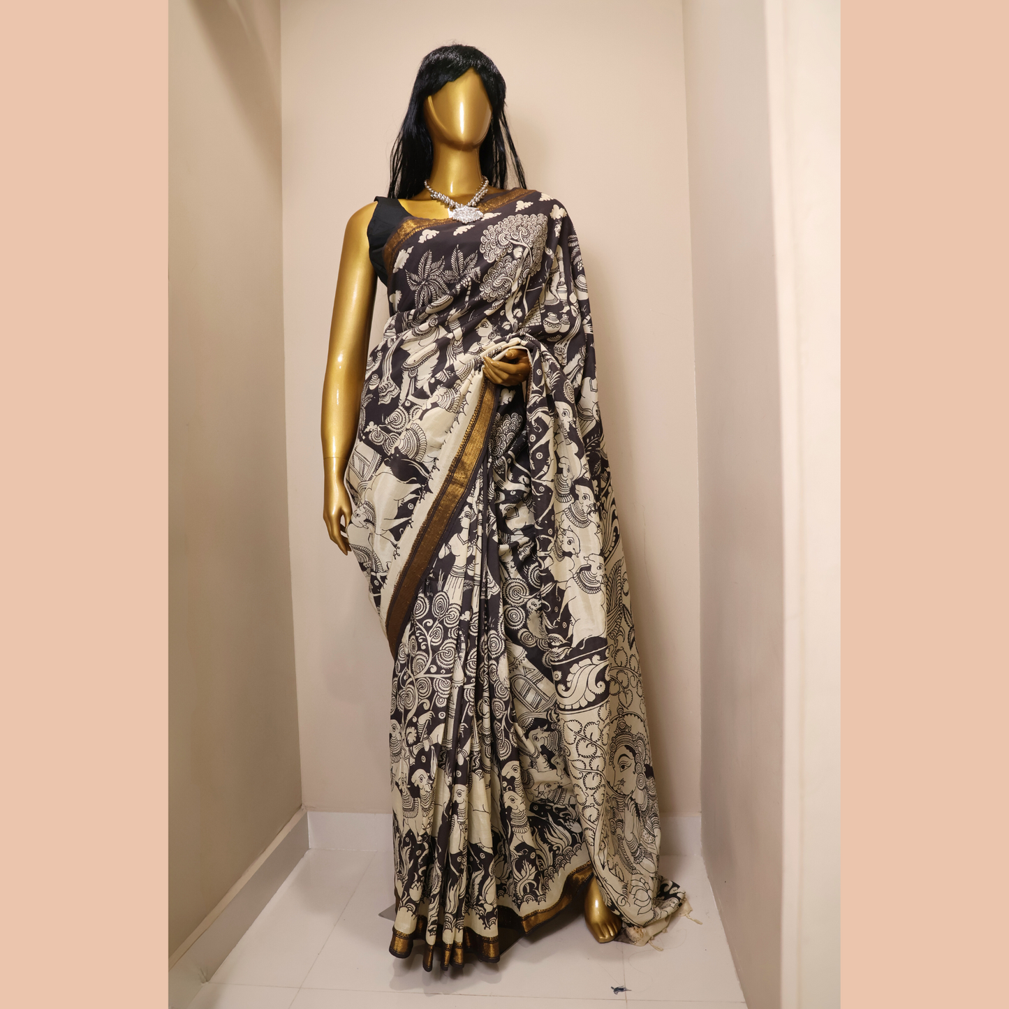 Hand Painted Pen Kalamkari  Mangala Giri  Silk Saree