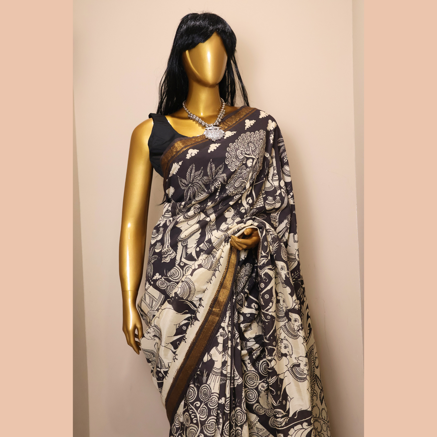 Hand Painted Pen Kalamkari  Mangala Giri  Silk Saree