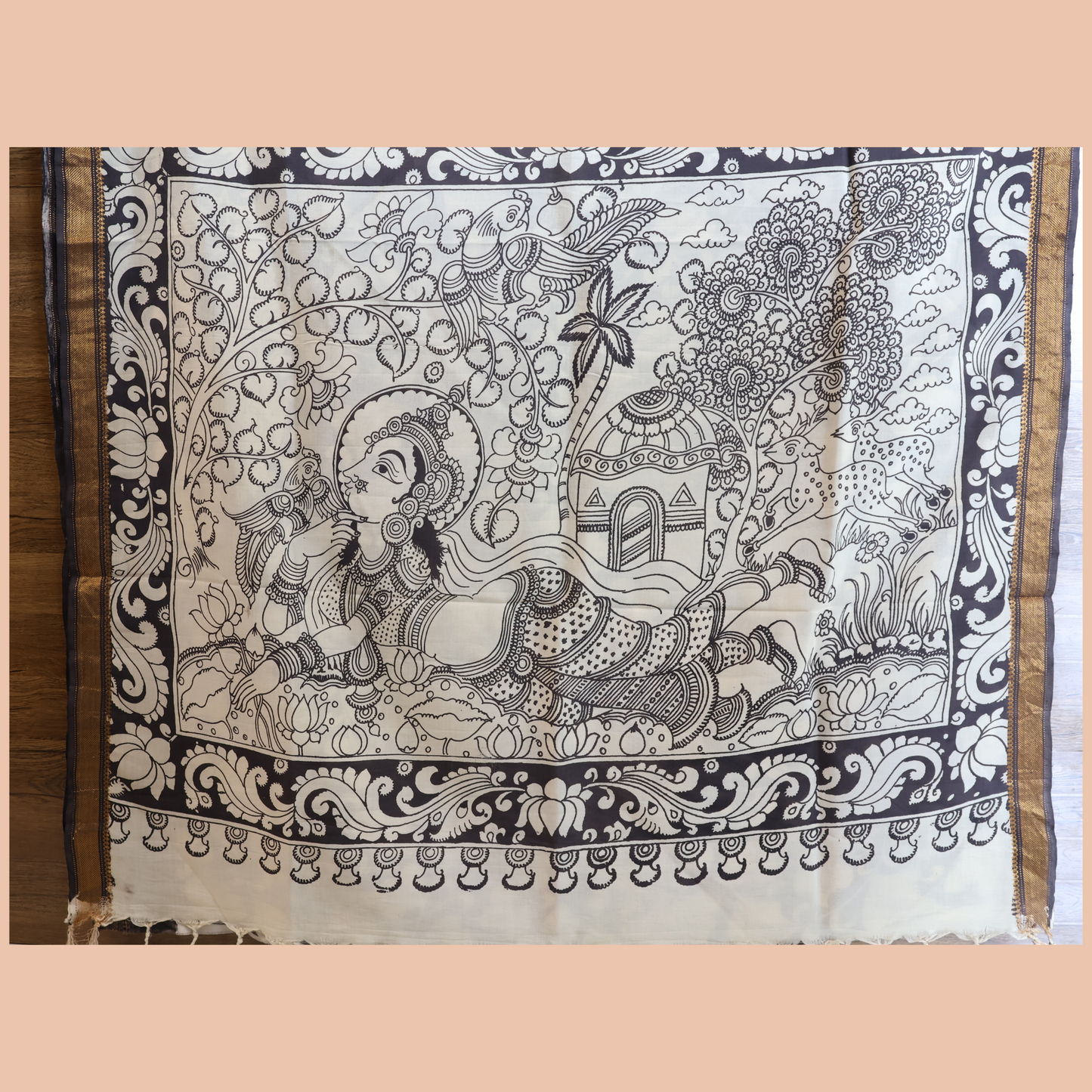 Hand Painted Pen Kalamkari  Mangala Giri  Silk Saree