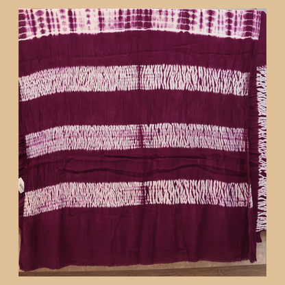 PURE MODAL SILK VIOLET AND WHITE DYED SHIBORI DESIGN SAREE