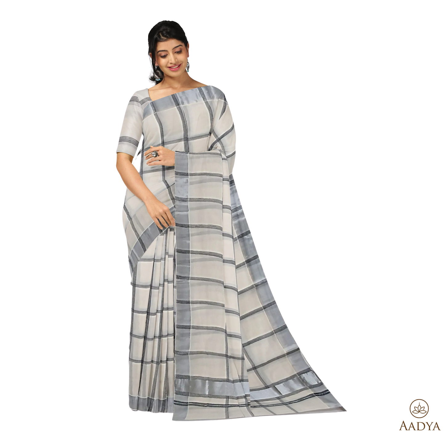 Kuthampully Silver Tissue Saree