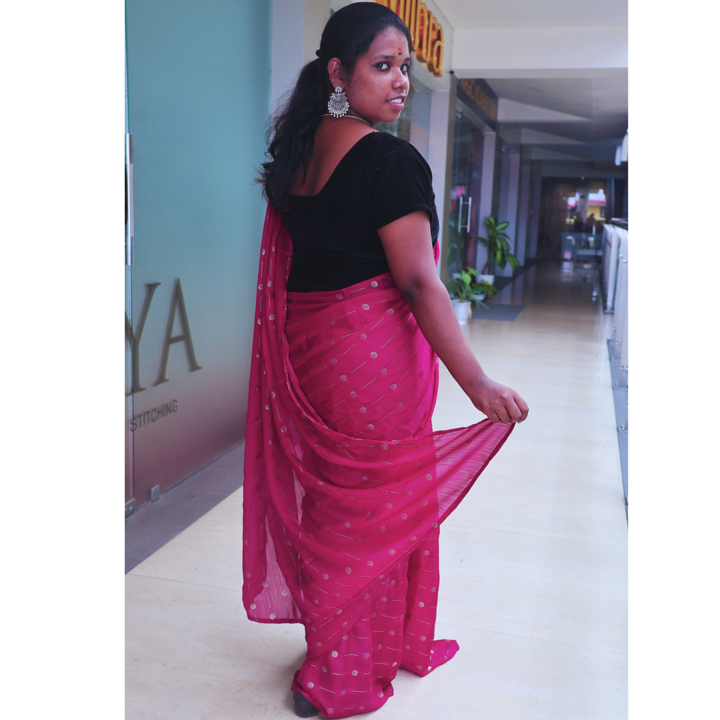 Ready to wear golden butty Saree