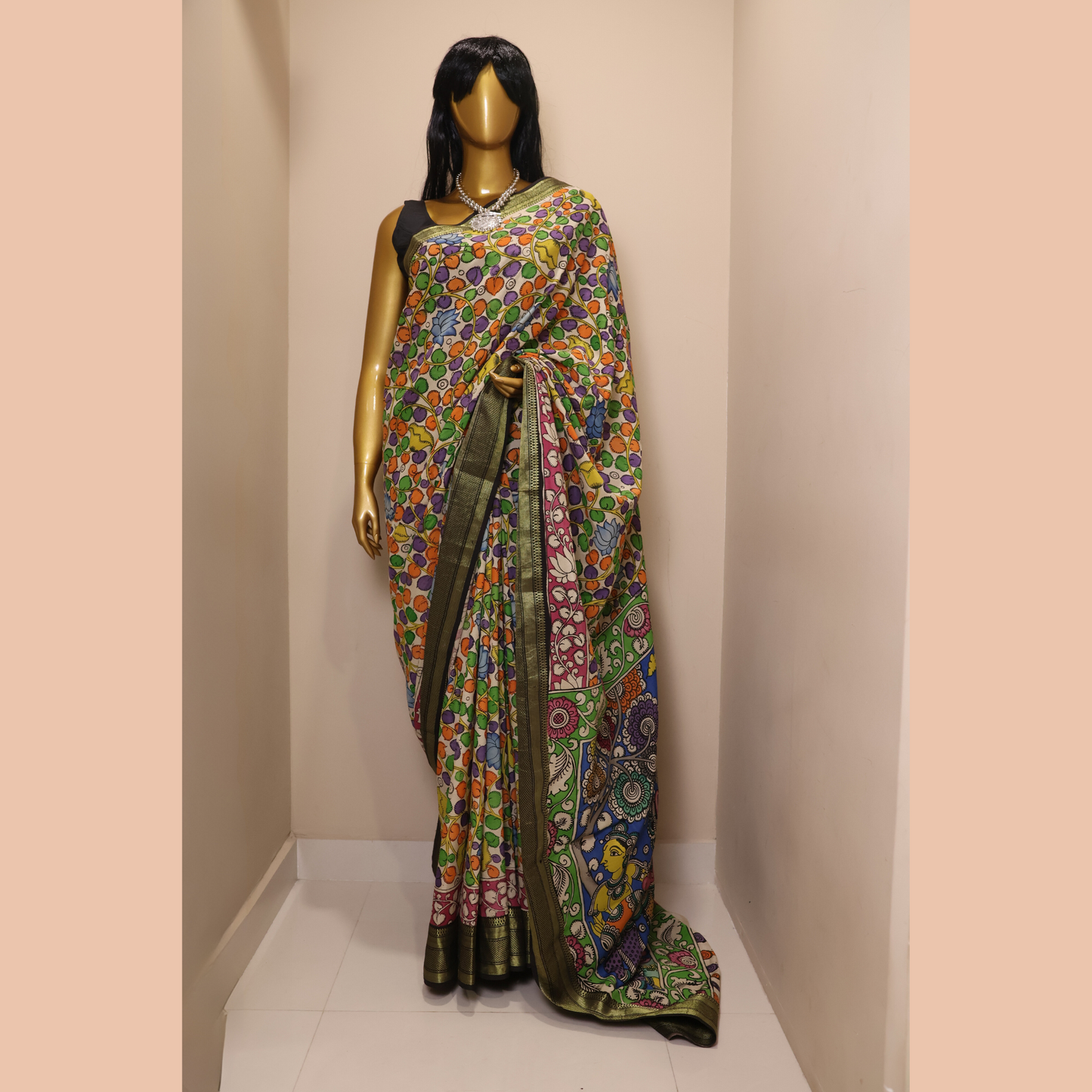 Mangalagiri Silk Multi Color Saree