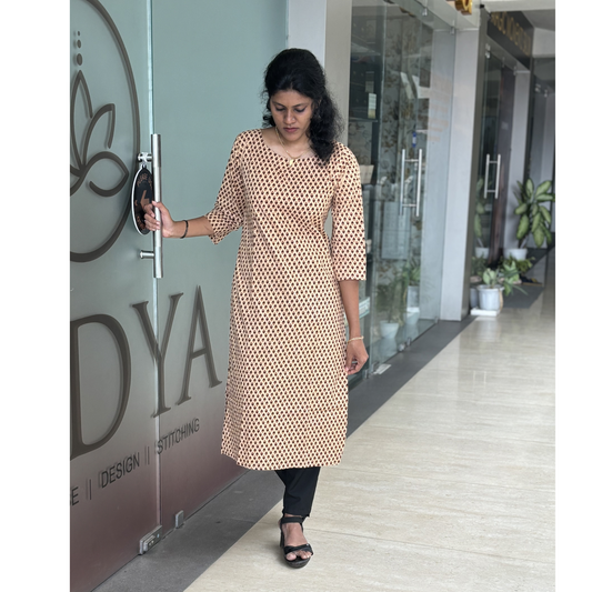 Casual Wear Cotton Printed Straight Kurta