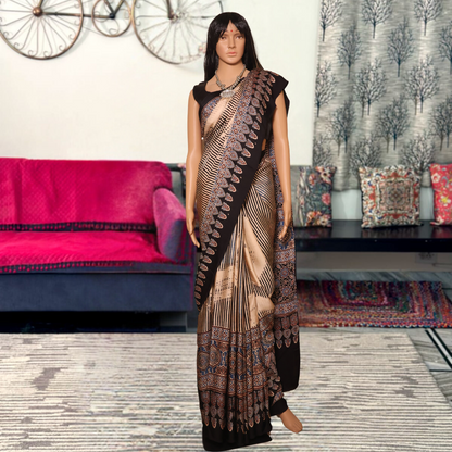 Modal  Silk Sarees-Black Stripe Saree