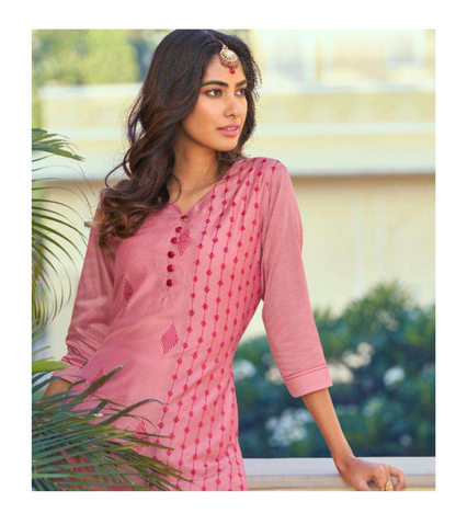 Embroidered Kurti with Straight Pant