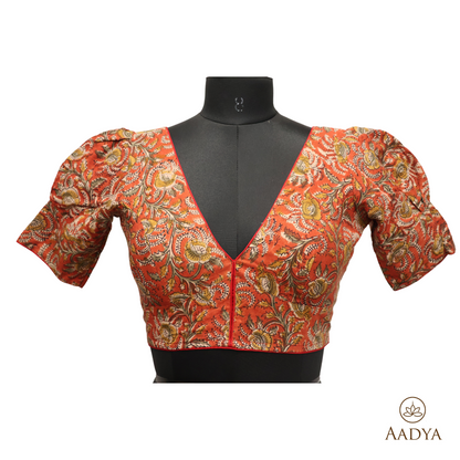 Kalamkari V Neck Readymade Blouse