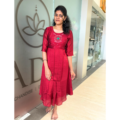 Vichitra Silk Embroidery Kurti