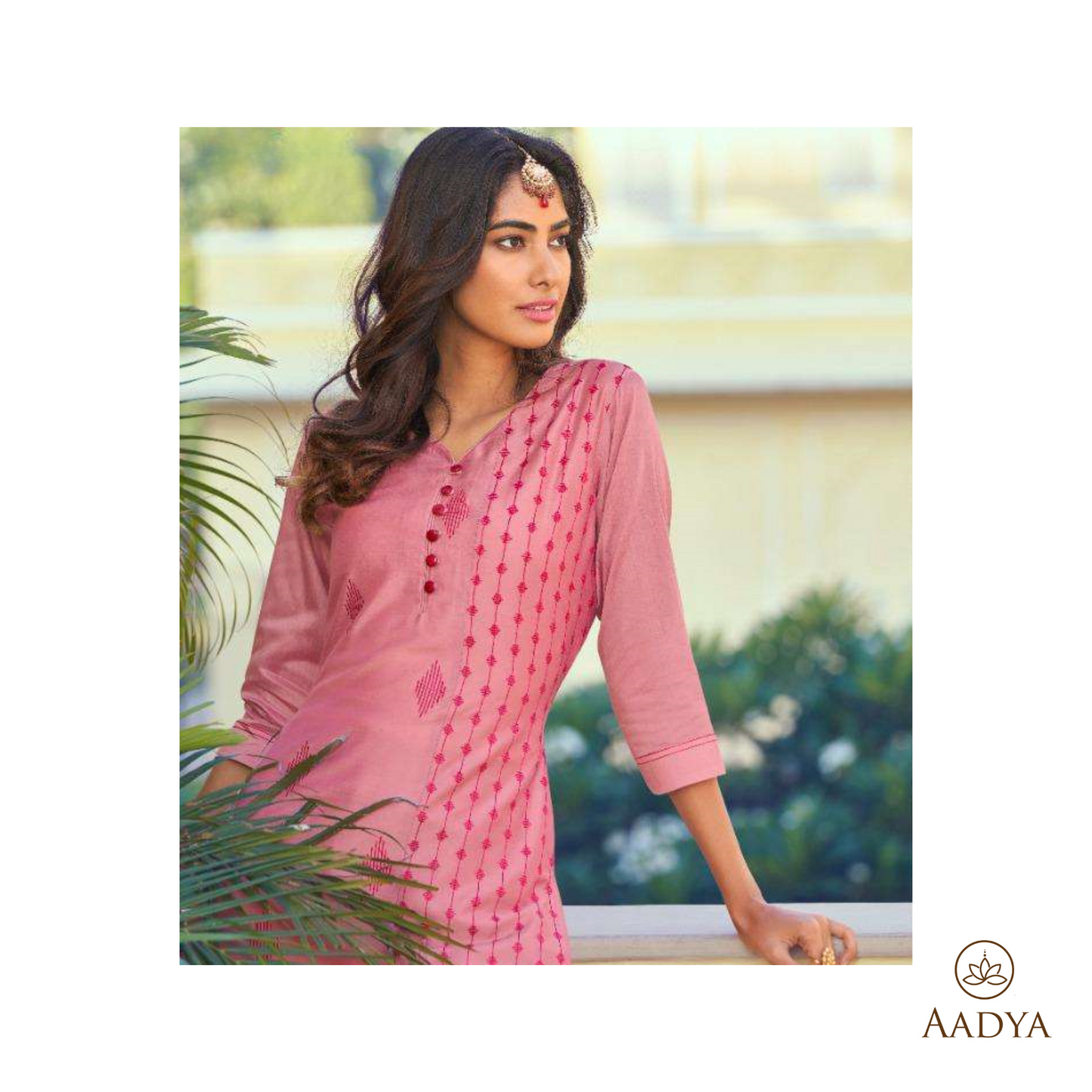 Embroidered Viscose Kurti Pant Set - Kaira