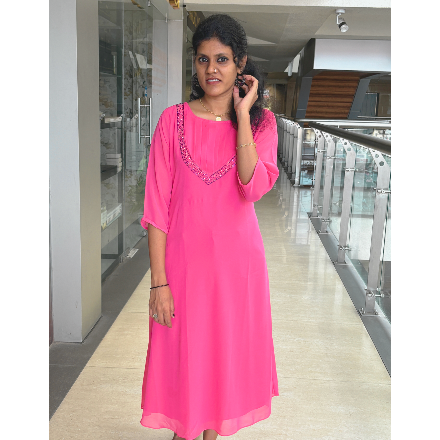 Pink Georgette Kurti