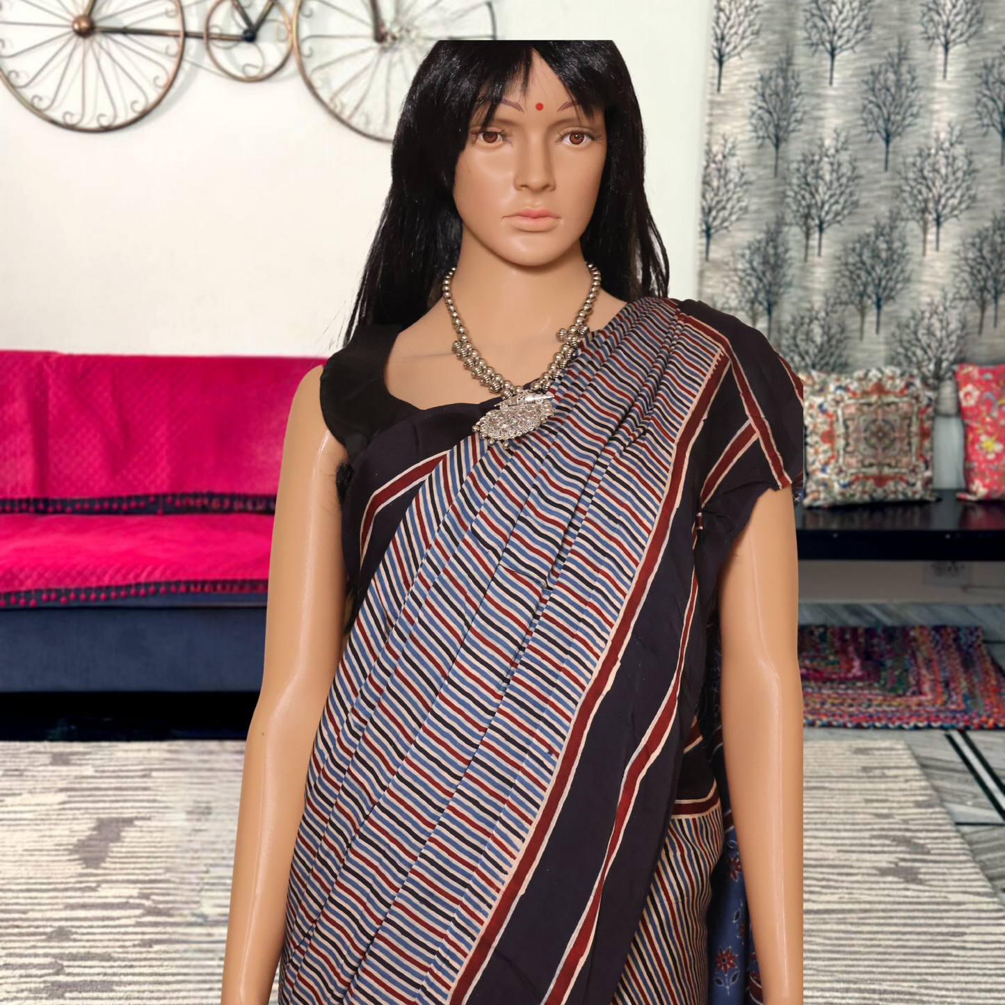 Modal  Silk Sarees-Blue Stripe Saree