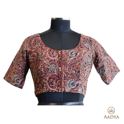 Kalamkari Round Neck Readymade Blouse