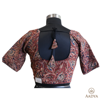 Kalamkari Round Neck Readymade Blouse