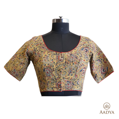 Kalamkari Round Neck Readymade Blouse