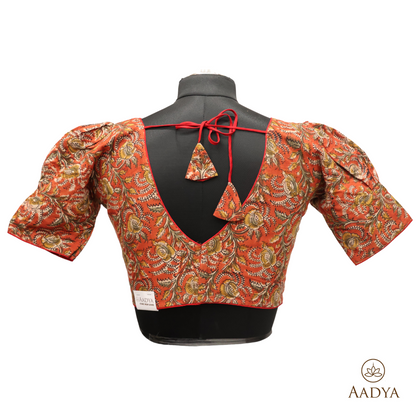 Kalamkari V Neck Readymade Blouse