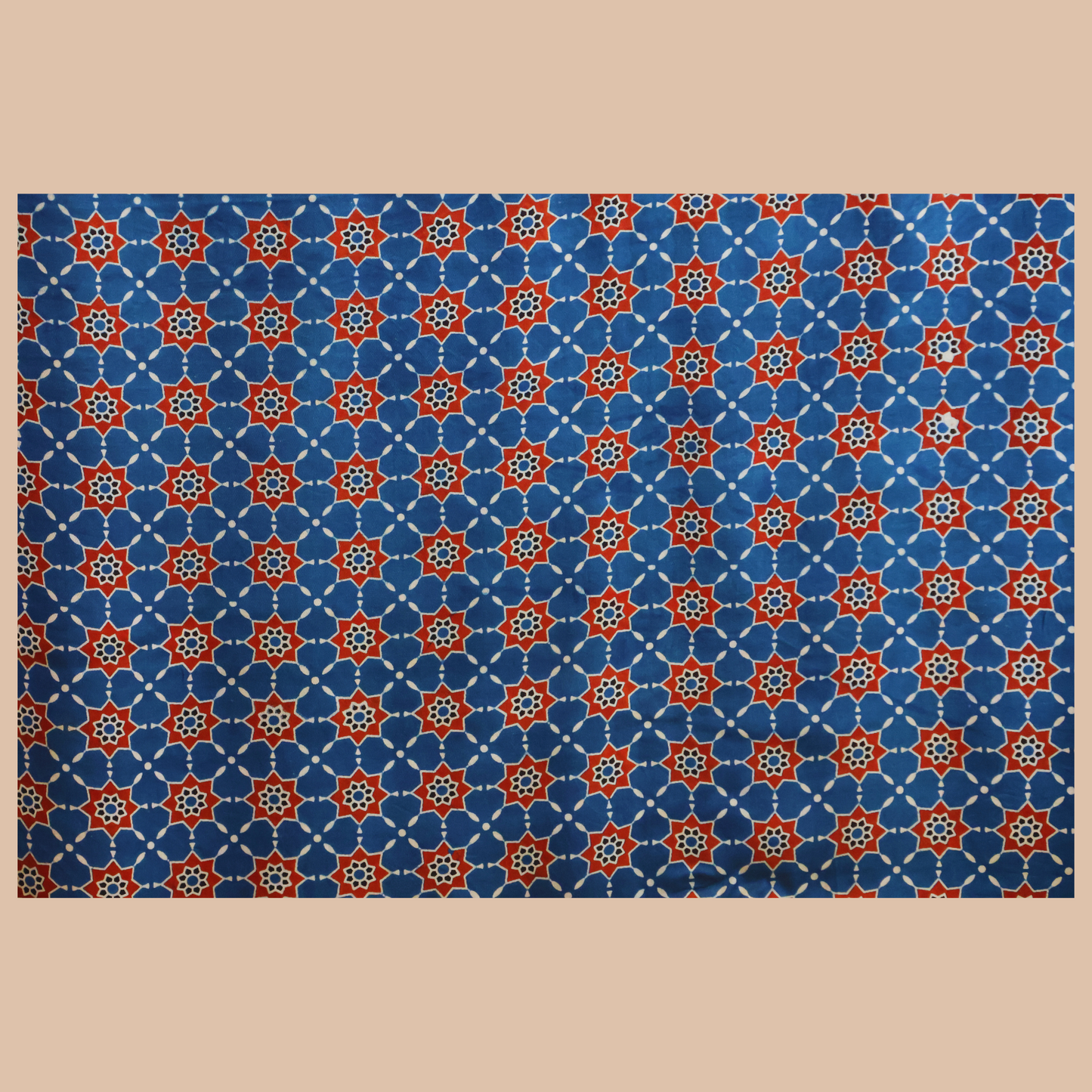 Blue Indigo Ajrakh Hand Block Printed Modal Silk Saree