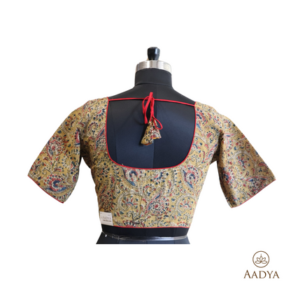 Kalamkari Round Neck Readymade Blouse