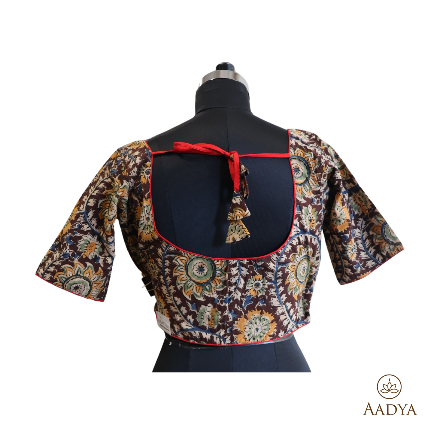 Kalamkari Round Neck Readymade Blouse