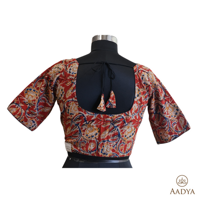 Kalamkari Round Neck Readymade Blouse