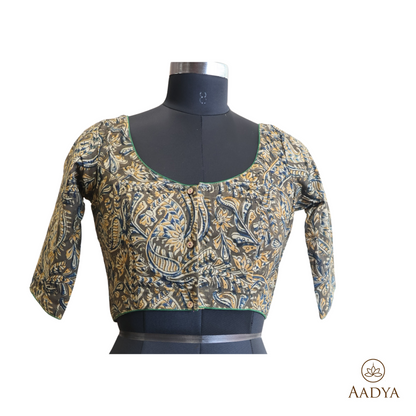 Kalamkari Round Neck Readymade Blouse