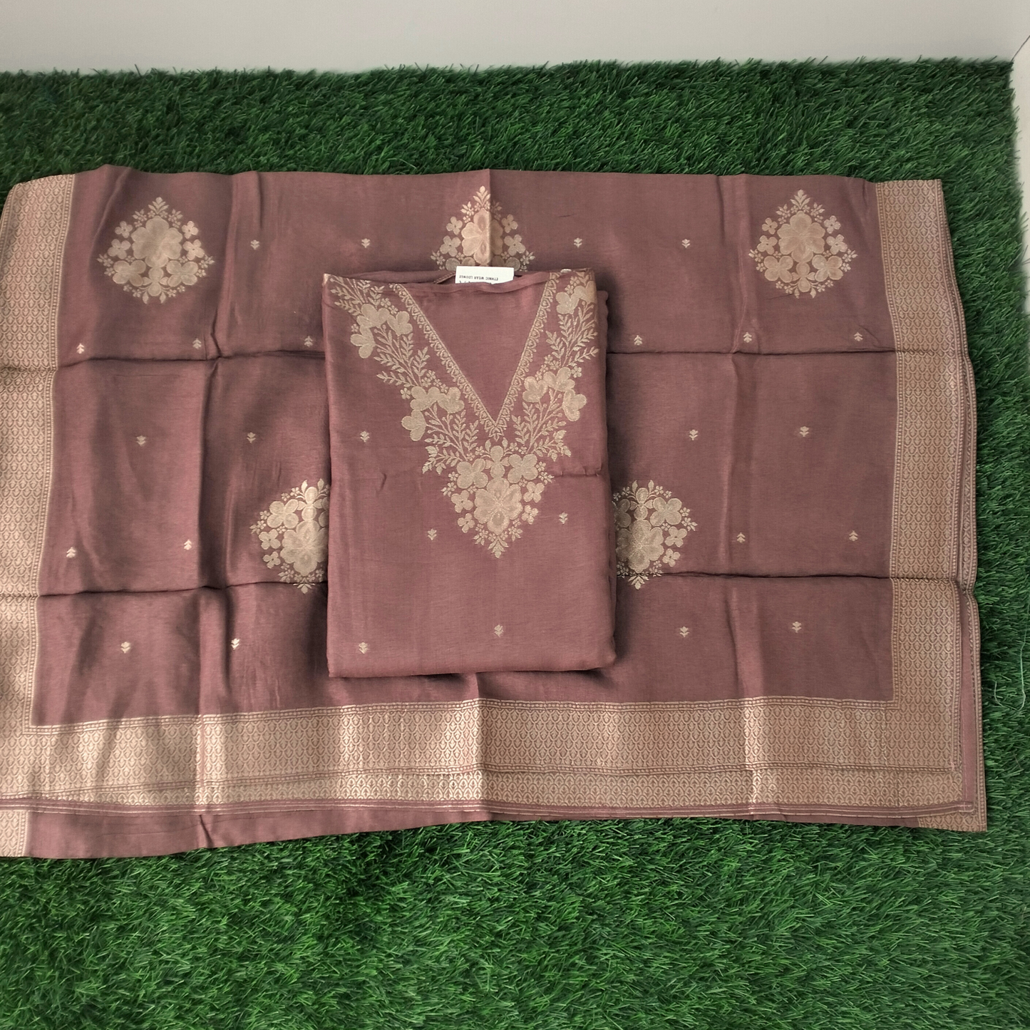 V Neck Banarasi Silk Salwar Suit