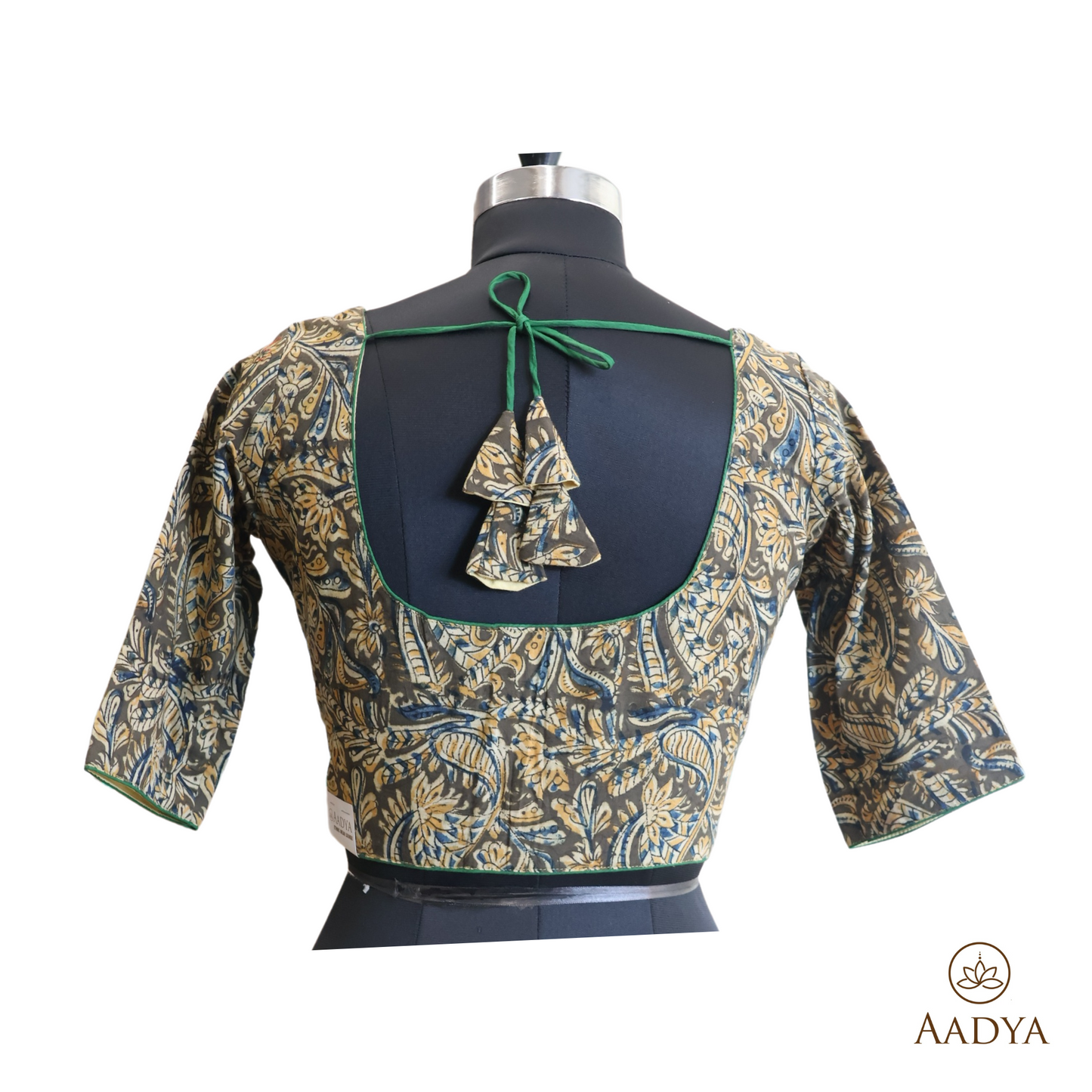 Kalamkari Round Neck Readymade Blouse