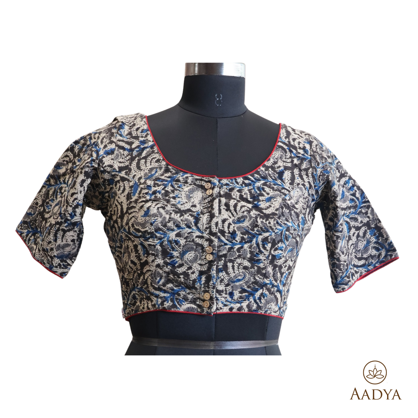 Kalamkari Round Neck Readymade Blouse