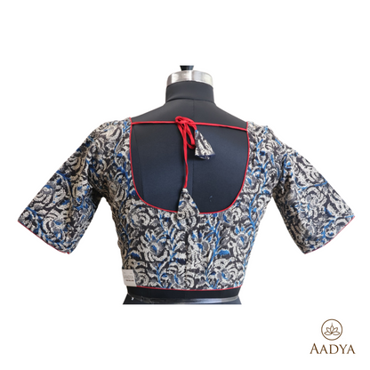 Kalamkari Round Neck Readymade Blouse