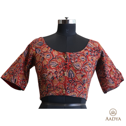 Kalamkari Round Neck Readymade Blouse