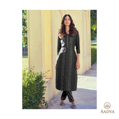 Embroidered Viscose Kurti Pant Set - Kaira