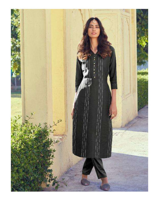 Embroidered Kurti with Straight Pant