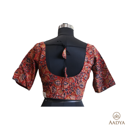 Kalamkari Round Neck Readymade Blouse