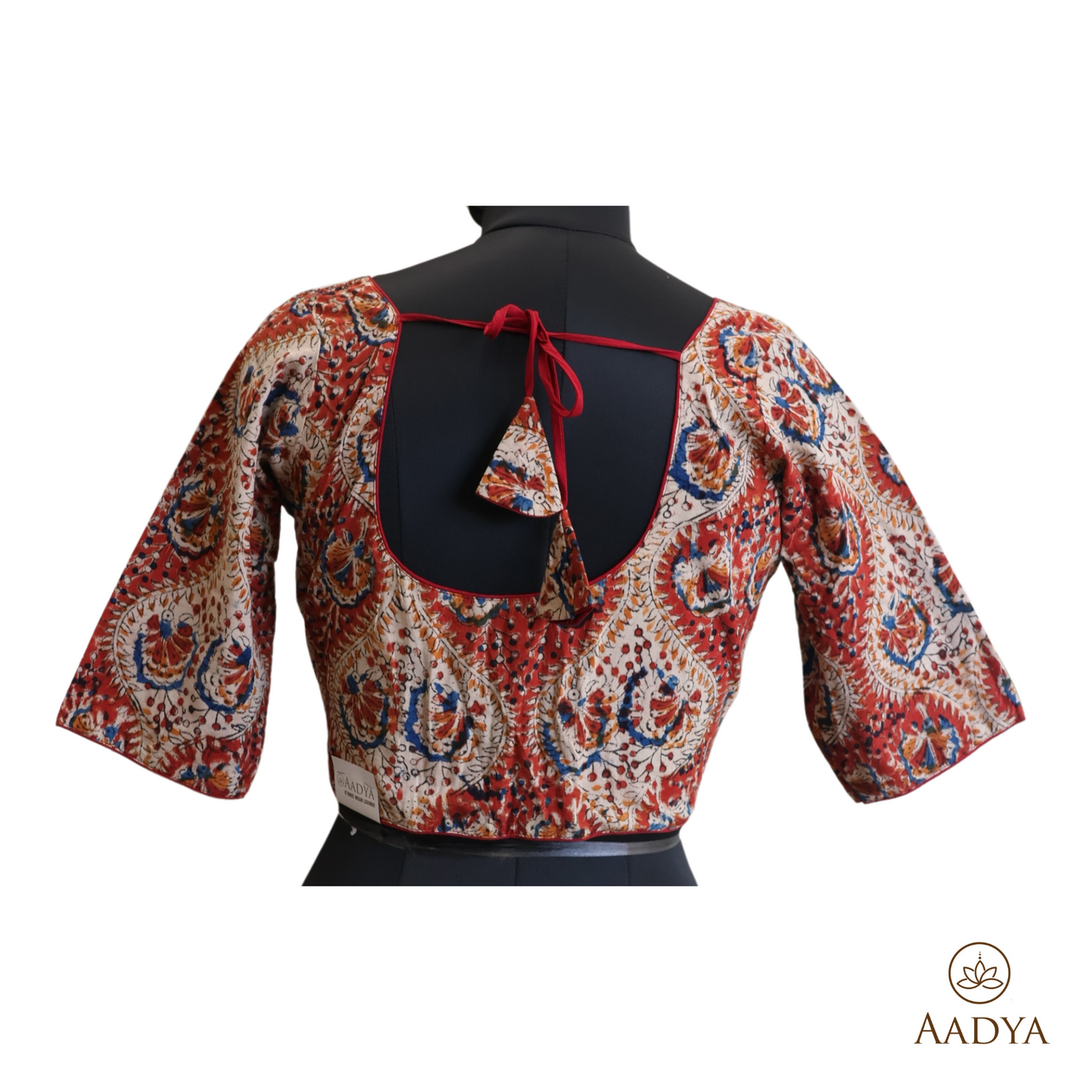 Kalamkari Round Neck Readymade Blouse