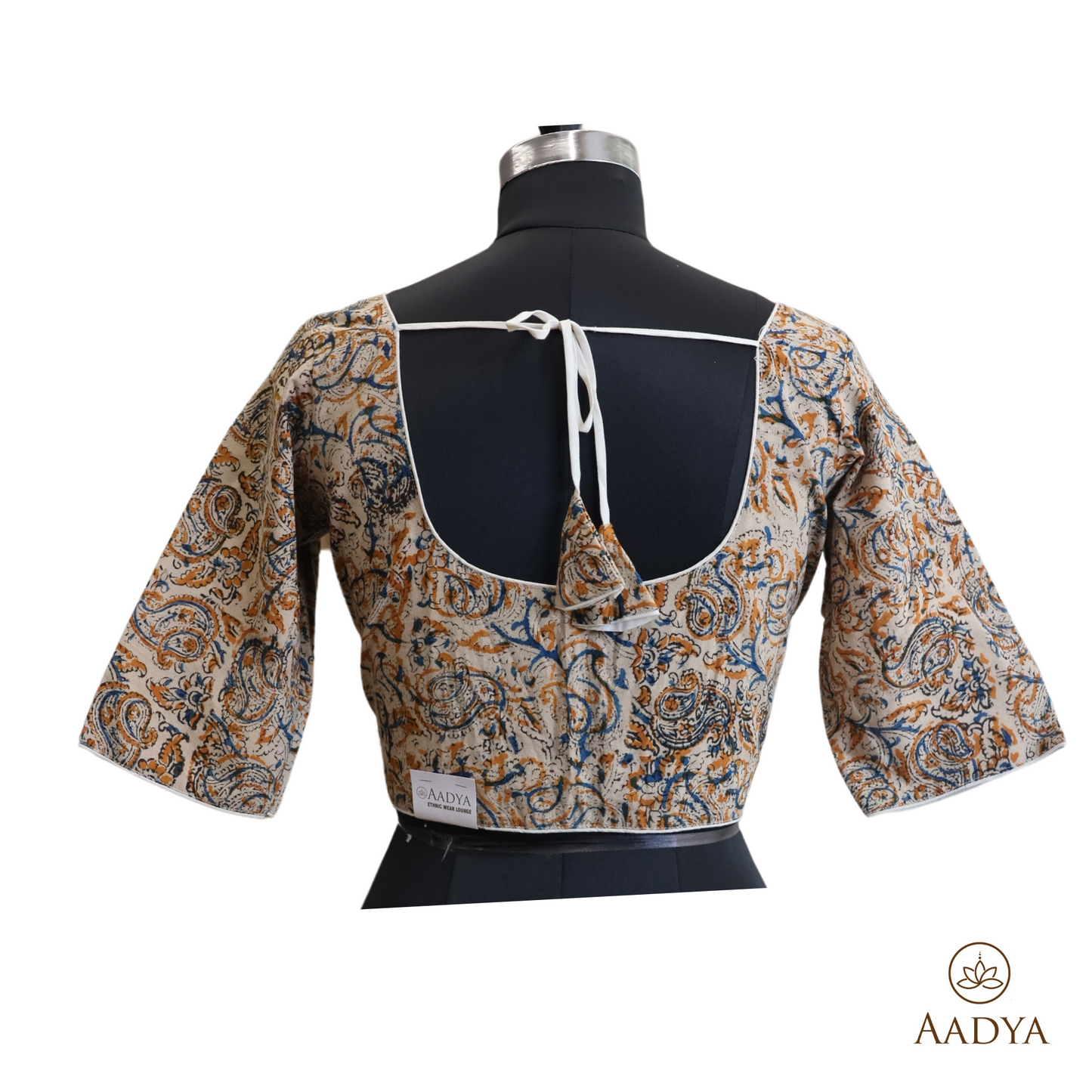 Kalamkari Round Neck Readymade Blouse