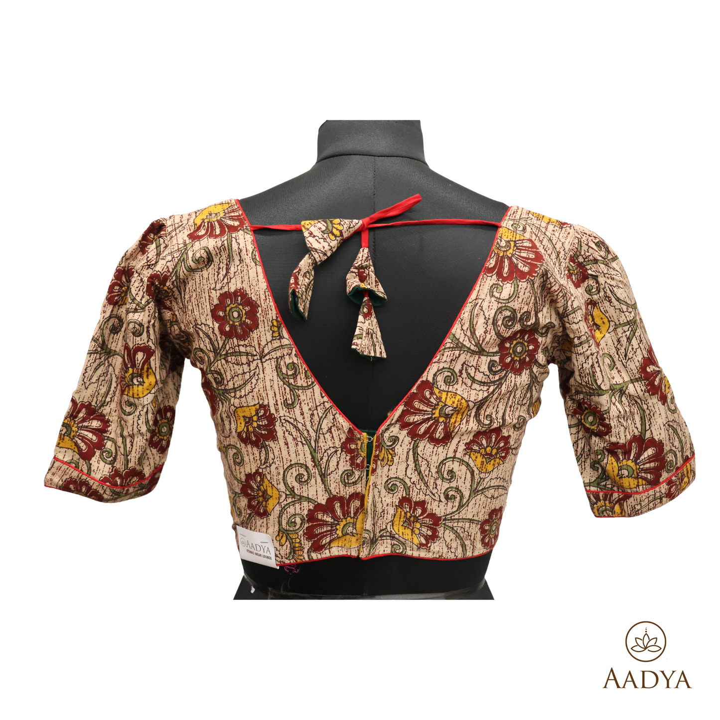 Kalamkari V Neck Readymade Blouse