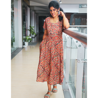 Kalamkari Anarkali  Kurti