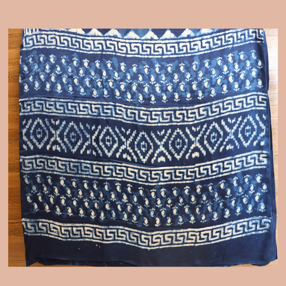 Modal  Silk Sarees - Indigo Hand Block Print