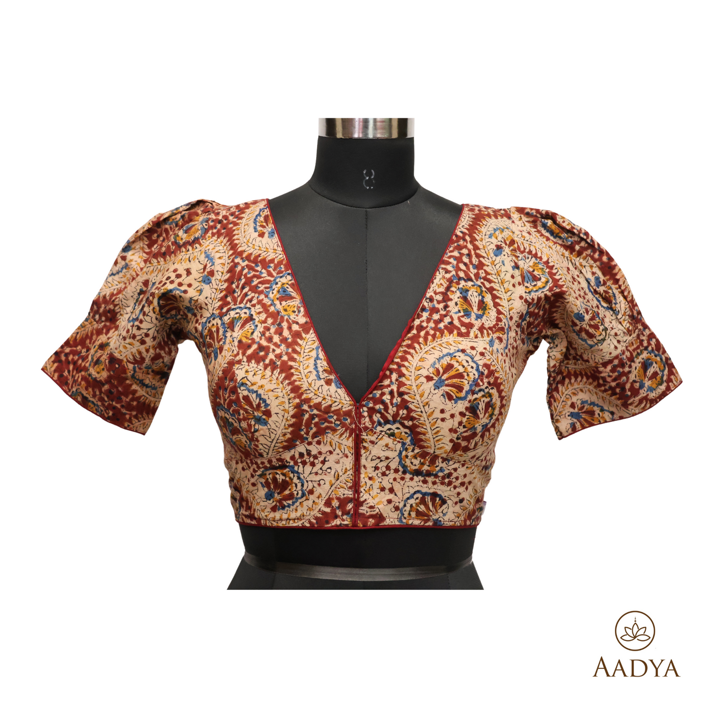 Kalamkari V Neck Readymade Blouse