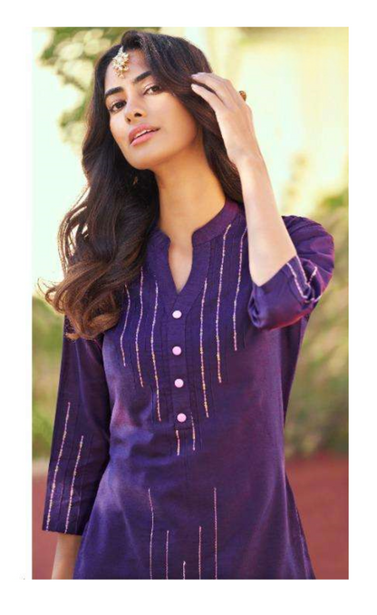 Embroidered Kurti with Straight Pant