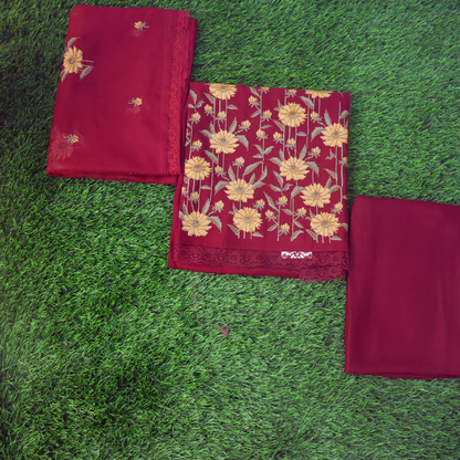 Roman Silk With Cross Stitched Salwar Set