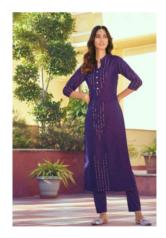 Embroidered Kurti with Straight Pant