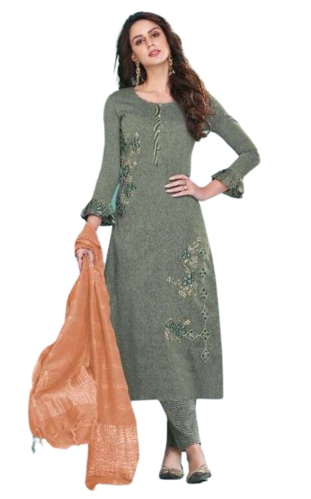 Embroidered Viscose Kurti Pant Set