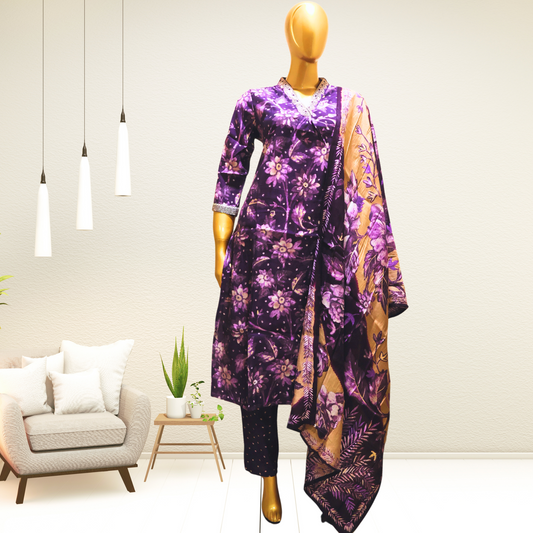 Floral And Bandhini Print Kurti Set