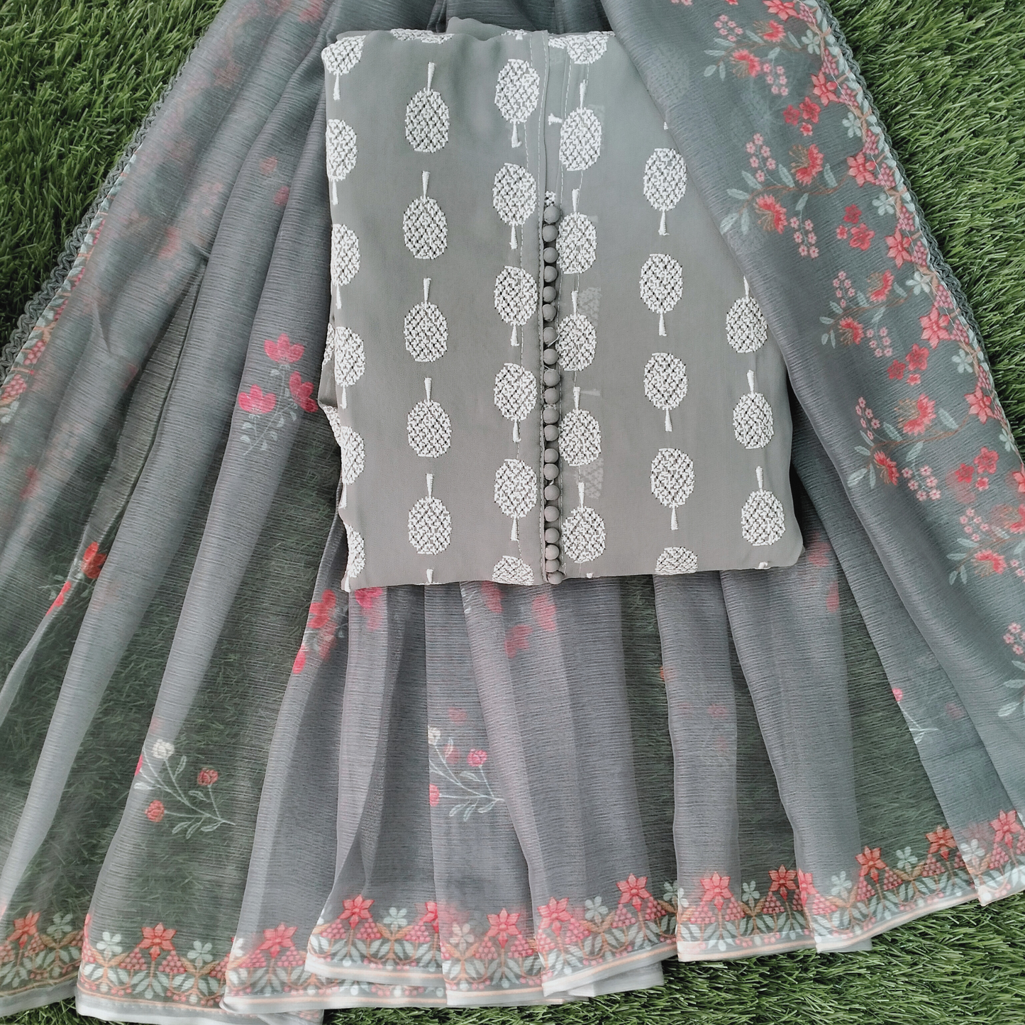 Georgette Chiffon with self embroidery