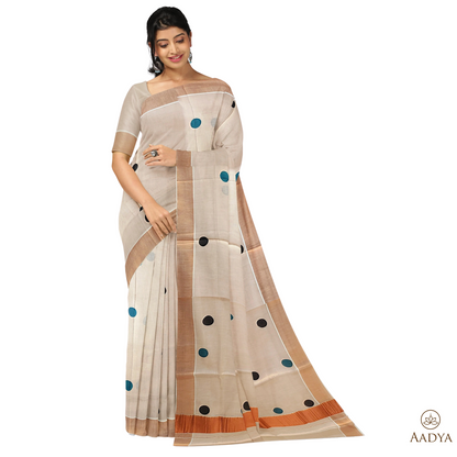 Kuthampully Copper Tissue Saree