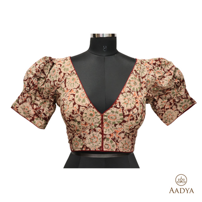 Kalamkari V Neck Readymade Blouse