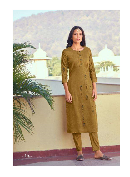 Embroidered Kurti with Straight Pant