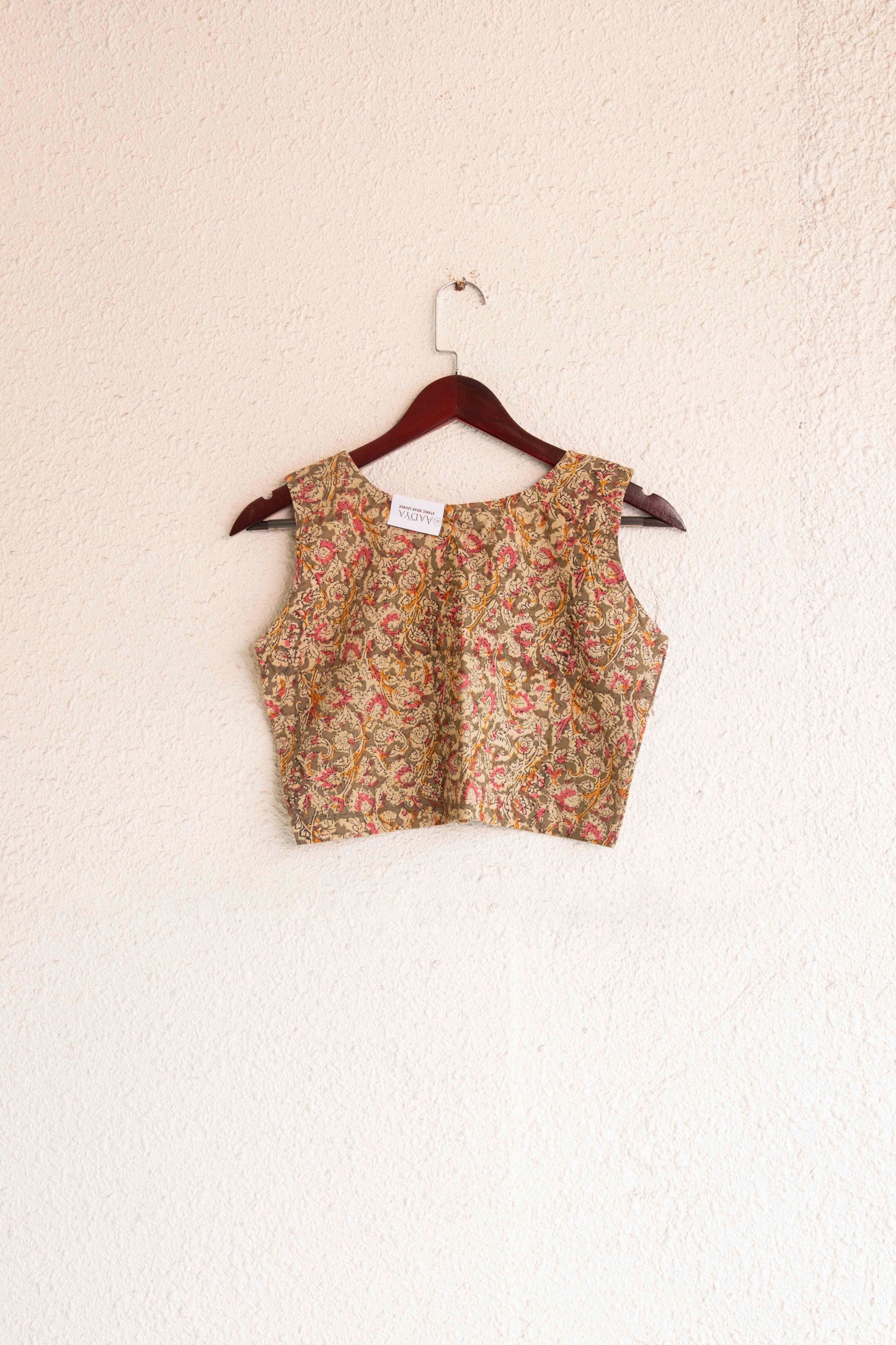 Light Green KalamKari Sleeveless Crop top