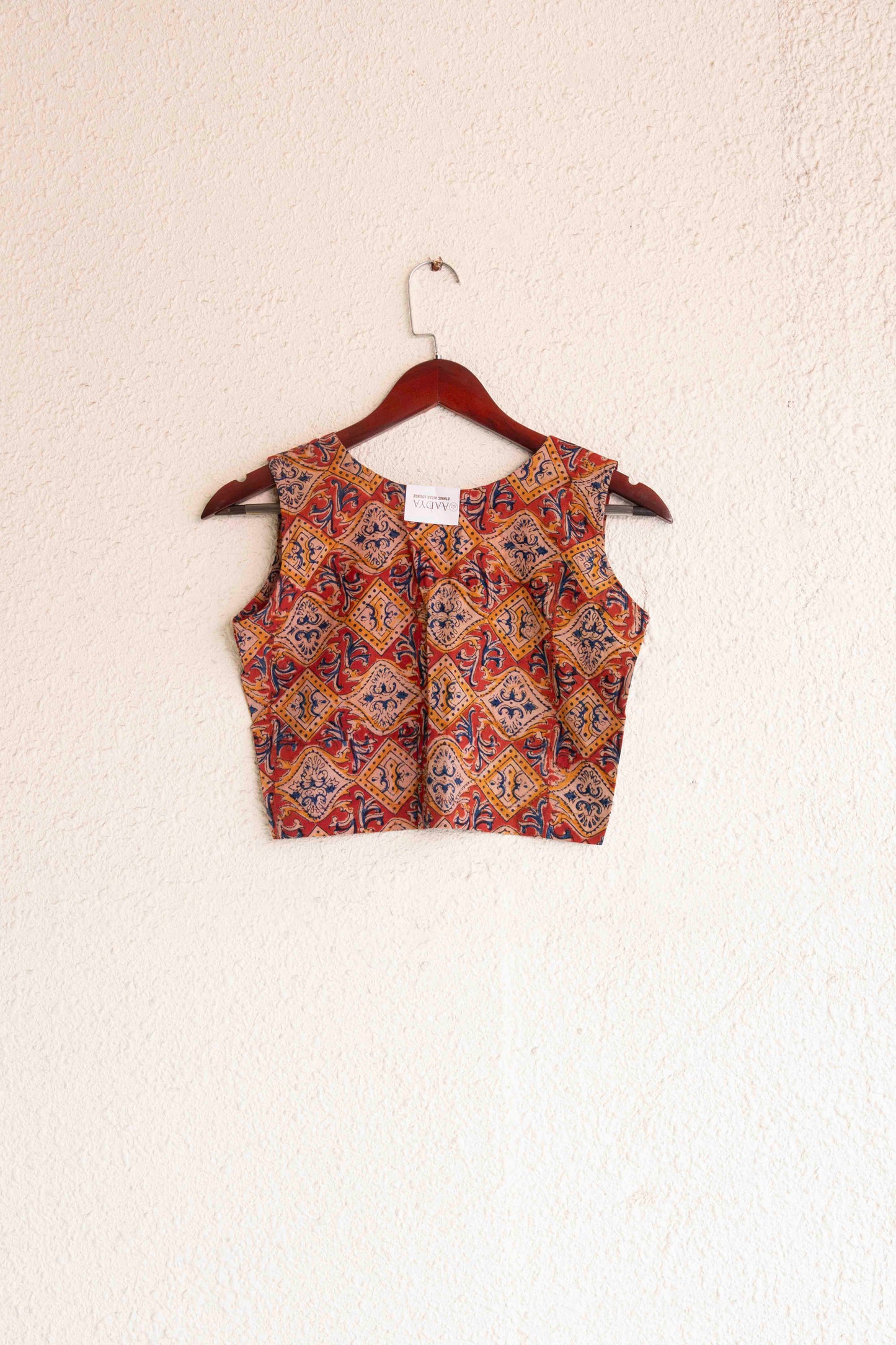 Maroon KalamKari Sleeveless Crop top